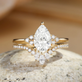 1.5CT Pear Lab-Grown Diamond Vintage Ring Set – A Celestial Love Story by Felicegals